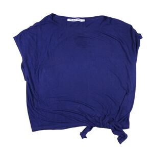 Michael Stars womens top tie front one size rayon spandex jersey navy blue OS